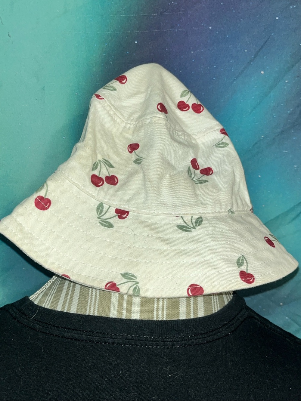 Panama Jack Cream Bucket Hat with Red Cherry Print